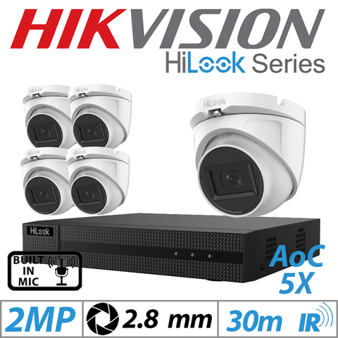 Hikvision HiLook 2MP 8CH 5X Dome Outdoor AOC Camera White
