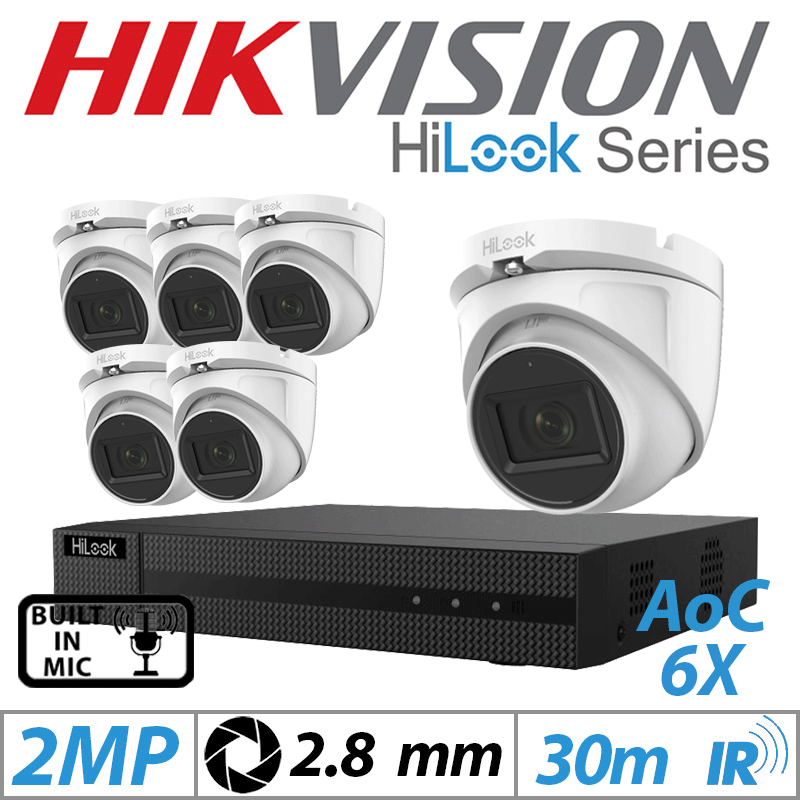Hikvision HiLook 2MP 8CH 6X Dome Outdoor AOC Camera White