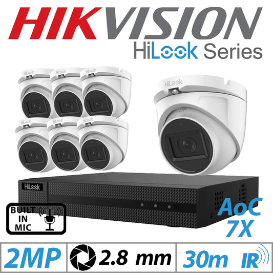 Hikvision HiLook 2MP 8CH 7X Dome Outdoor AOC Camera White