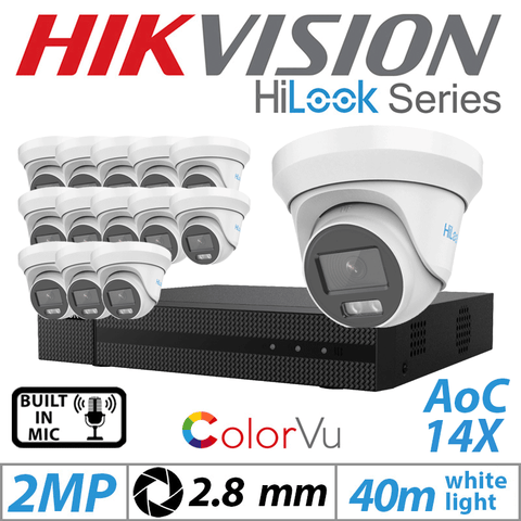 2MP 16CH HiLook 14X Dome Outdoor ColorVu Camera 2.8mm White