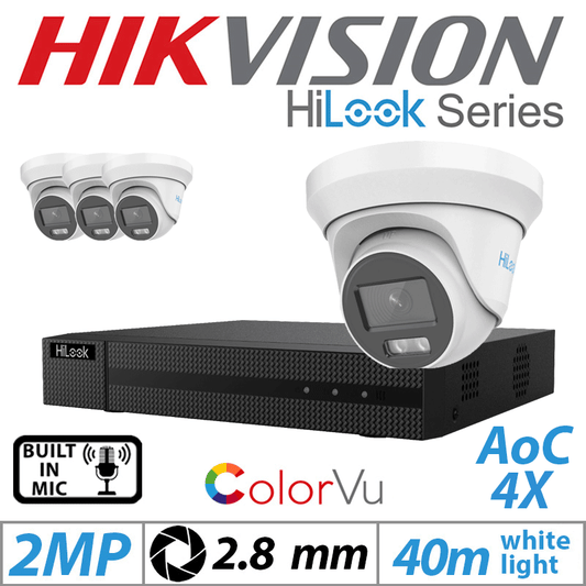 Hikvision HiLook 2MP 8CH 4X Dome Outdoor ColorVu Camera White