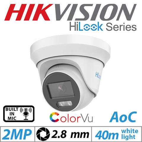 Hikvision HiLook 2MP ColorVu Dome Cam – 2.8mm AOC White