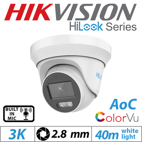 Hikvision 5MP/3K HiLook ColorVu Dome AoC Camera 2.8mm White G2