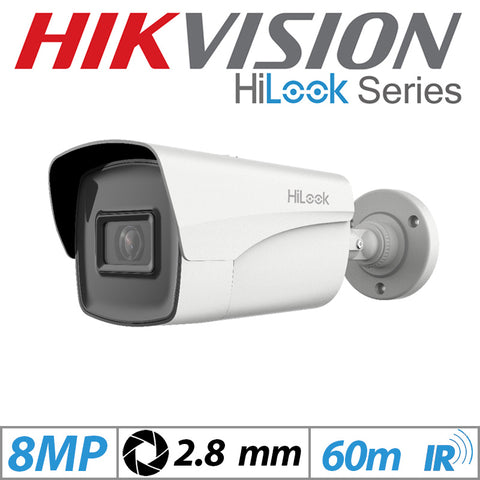 8MP HIKVISION HILOOK BULLET CAMERA 2.8MM WHITE THC-B280 GRADED ITEM - G2