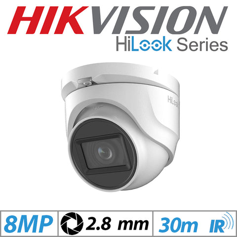 8MP HIKVISION HiLook Outdoor Dome Camera 2.8mm White THC-T180-M