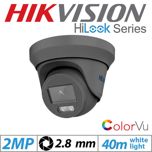 Hikvision HiLook 2MP Outdoor Dome ColorVu Camera 2.8mm Grey G1