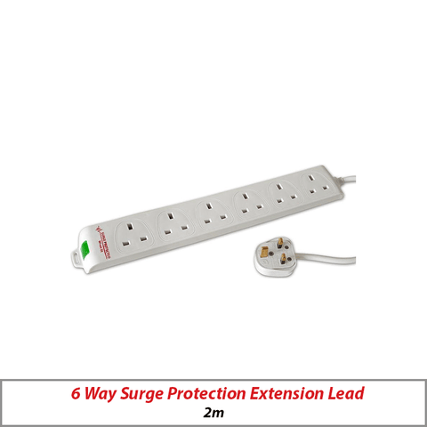 2M 6 WAY SURGE PROTECTION EXTENSION LEAD TX602