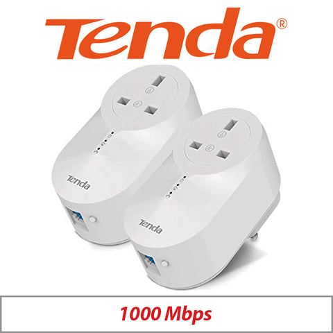 Tenda AV1000 Wireless Powerline Adapter Kit Twin Pack PH6 UK