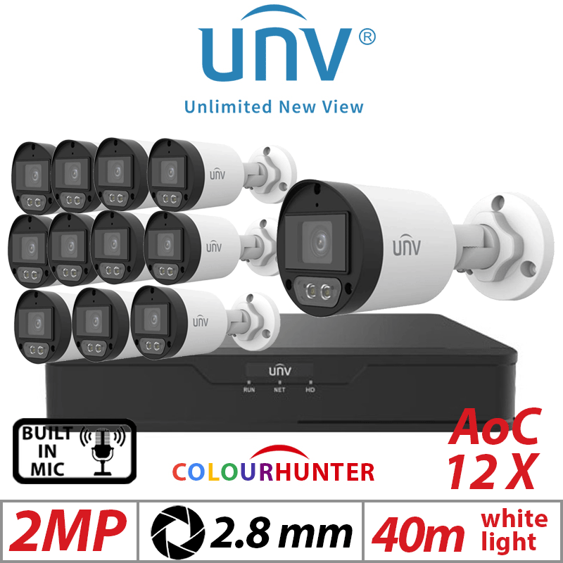 2MP 16CH Uniview 12x ColorHunter 24/7 Mini Bullet Cam Analog