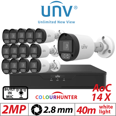 2MP 16CH Uniview 14x ColorHunter 24/7 Mini Bullet Analog