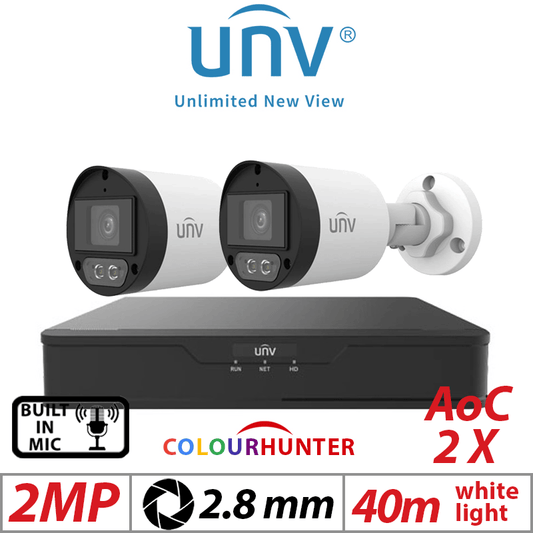 Uniview 2MP 4CH Kit 2x ColorHunter 24/7 Mini Bullet Cameras
