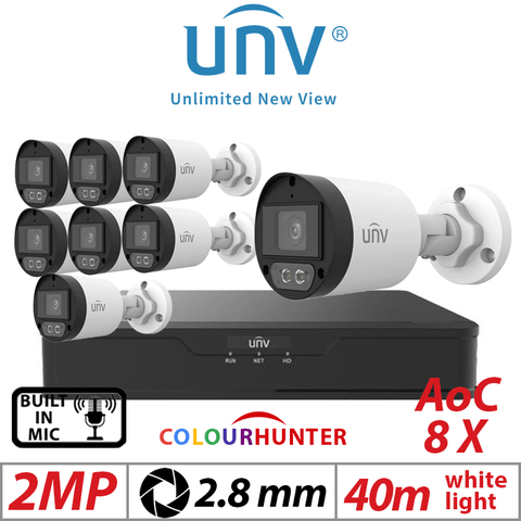 Uniview 2MP 8CH Kit 8x ColorHunter Mini Bullet 2.8mm