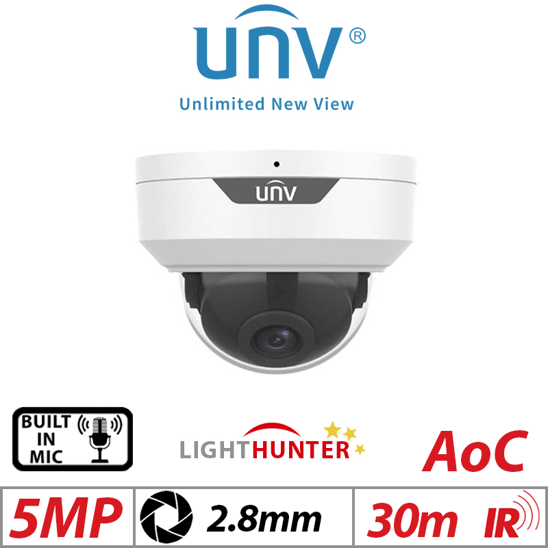 Uniview 5MP LightHunter Fixed Dome Analog Camera 2.8mm White G1