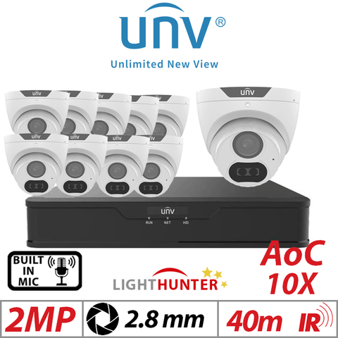 2MP 16CH Uniview 10x LightHunter Mic Turret Cameras