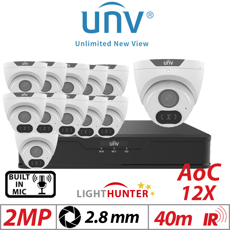 2MP 16CH Uniview 12x LightHunter Mic Turret Analog