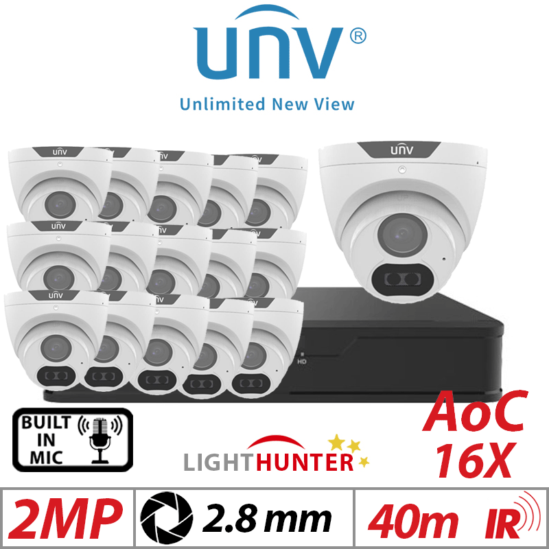 2MP 16CH Uniview 16x LightHunter Mic Turret Analog Camera
