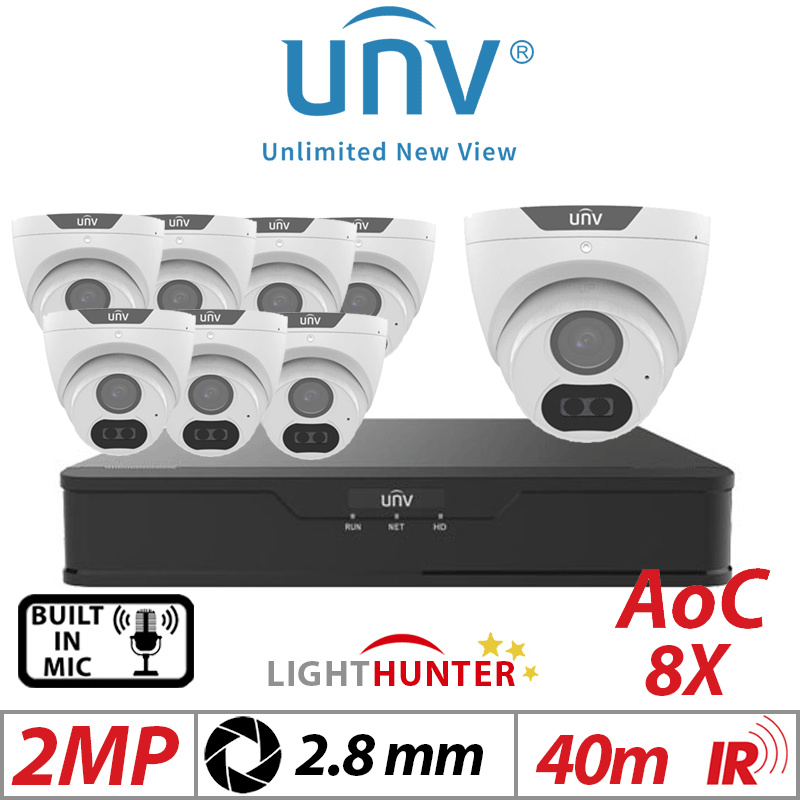 2MP 16CH Uniview 8x LightHunter Mic Turret Analog Camera