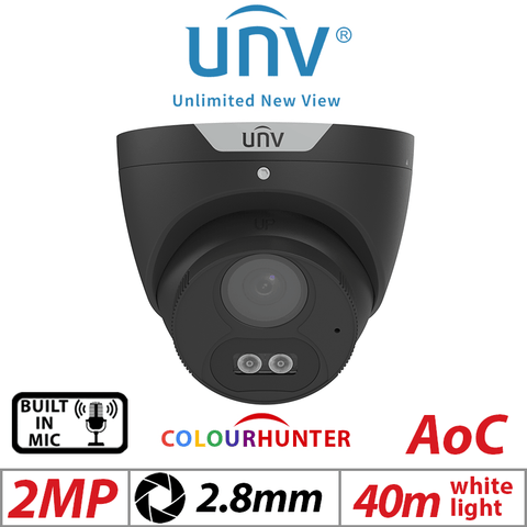 Uniview 2MP Turret Camera – ColorHunter, Mic, HD Black