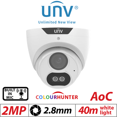 Uniview 2MP Turret Camera – ColorHunter, Mic, HD White