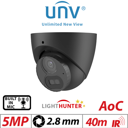 Uniview 5MP LightHunter Fixed Turret Analog Camera 2.8mm Black G1