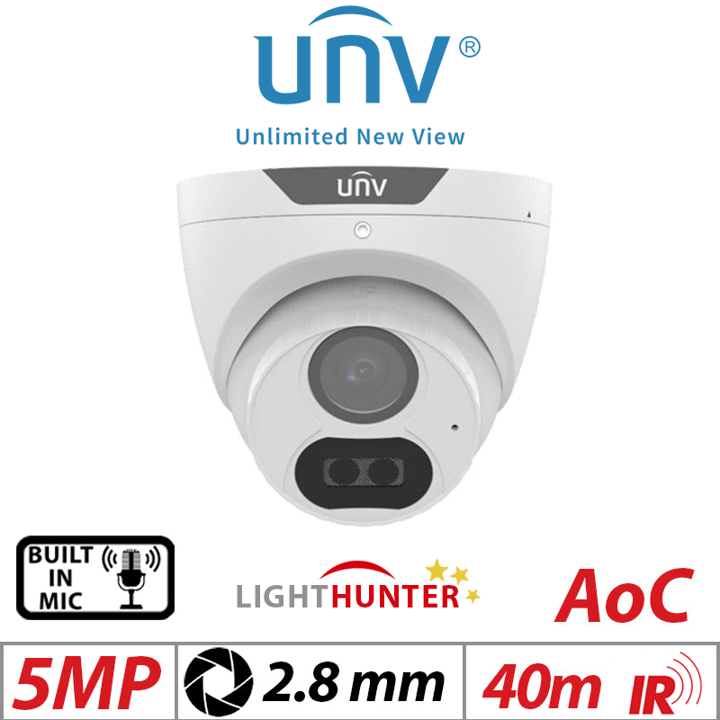 Uniview 5MP Turret Cam – Lighthunter, Fixed 2.8mm White