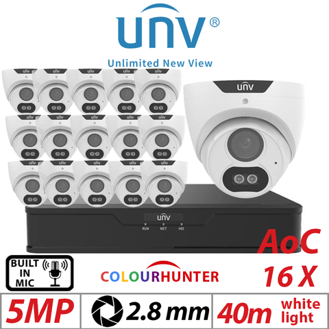 5MP 16CH Uniview 16x Turret Analog 2.8mm White Camera