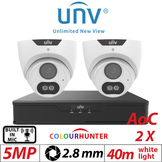 5MP 4CH UNIVIEW - 2X Turret Analog Camera – Fixed, 2.8mm (UAC-T125-AF28M-W)
