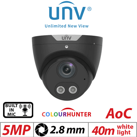 Uniview 5MP Fixed Turret Cam – 2.8mm Lens, Black
