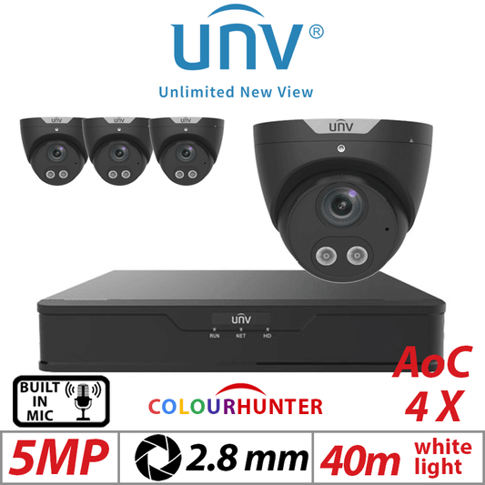 Uniview 5MP 8CH Kit 4x Smart Dual Light Turret Cameras 2.8mm