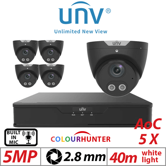 Uniview 5MP 8CH Kit 5x Smart Dual Light Turret Cameras 2.8mm