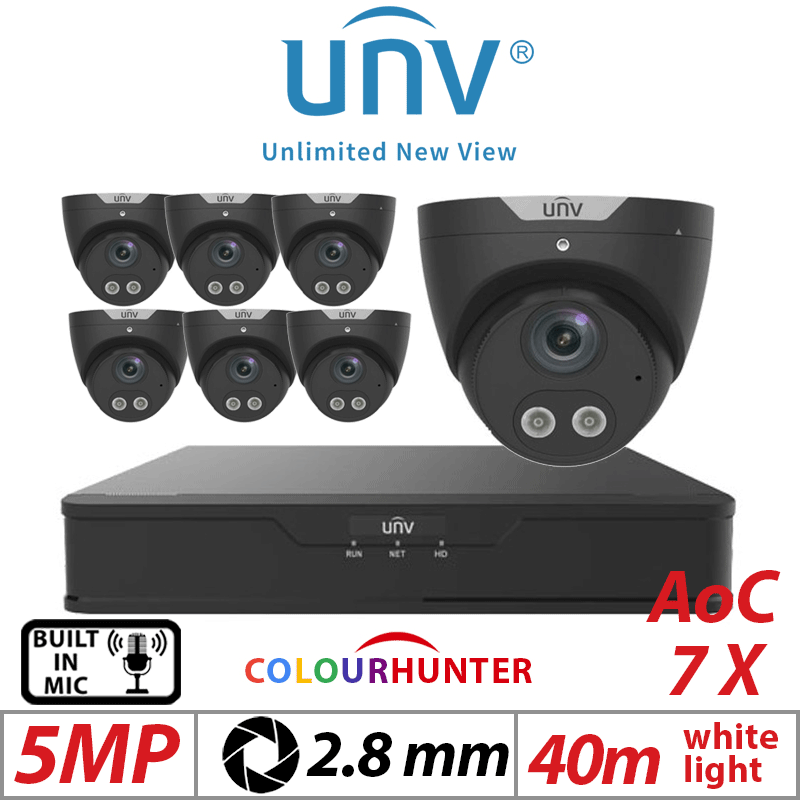 Uniview 5MP 8CH 7X Turret Analog Camera 2.8mm Black
