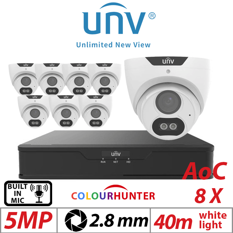 5MP 16CH UNIVIEW - 8X Turret Analog Camera – Fixed, 2.8mm (UAC-T125-AF28M-W)