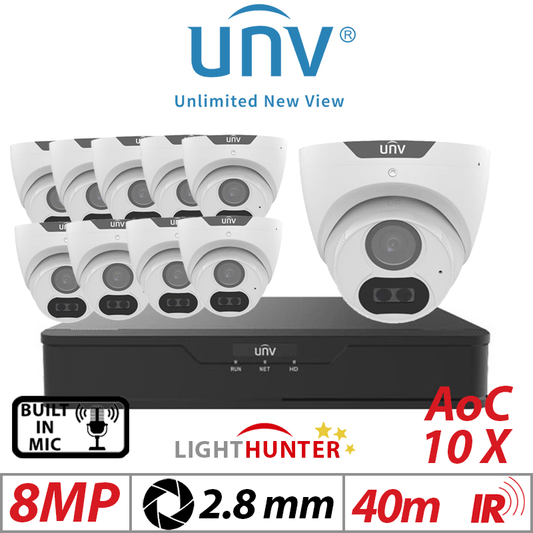 8MP 16CH UNIVIEW – 10X LightHunter Turret Camera 2.8mm White