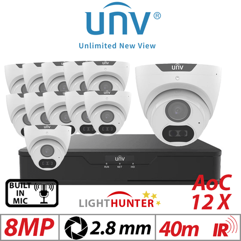 8MP 16CH UNIVIEW – 12X LightHunter Turret Camera 2.8mm White