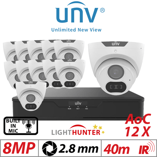 8MP 16CH Uniview 12x LightHunter Turret Analog 2.8mm White