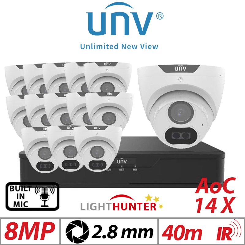8MP 16CH UNIVIEW – 14X LightHunter Turret Camera 2.8mm White