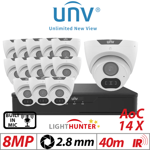 8MP 16CH UNIVIEW – 14X LightHunter Turret Camera 2.8mm White