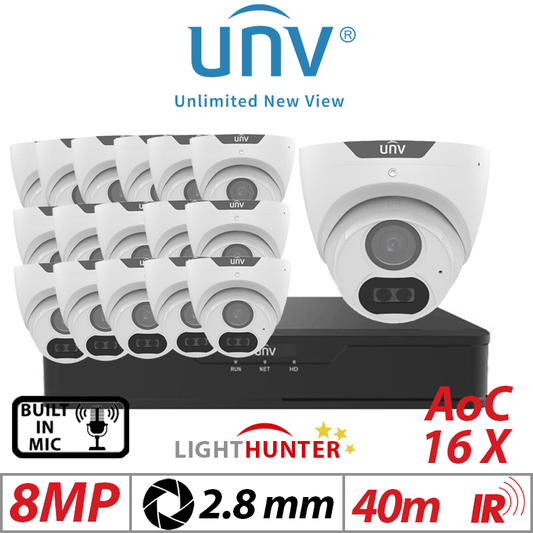 8MP 16CH UNIVIEW – 16X LightHunter Turret Camera 2.8mm White