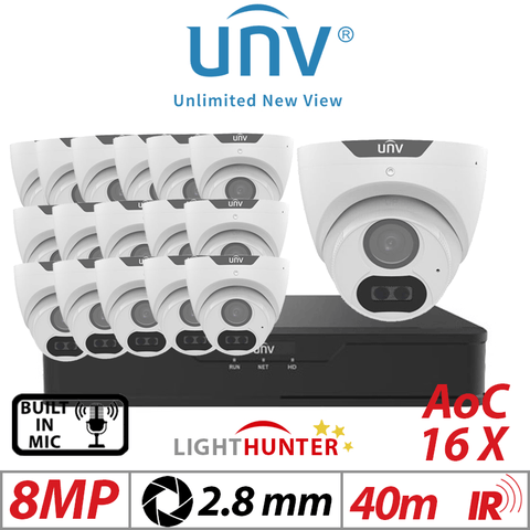 8MP 16CH UNIVIEW – 16X LightHunter Turret Camera 2.8mm White