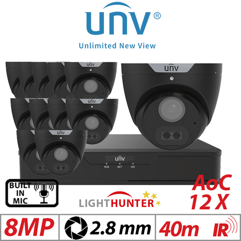 8MP 16CH Uniview 12x LightHunter Turret Analog 2.8mm Black