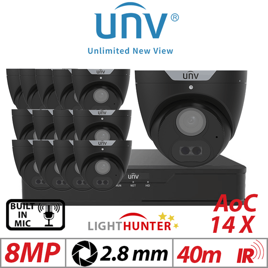 8MP 16CH Uniview 14x LightHunter Turret Analog 2.8mm Black