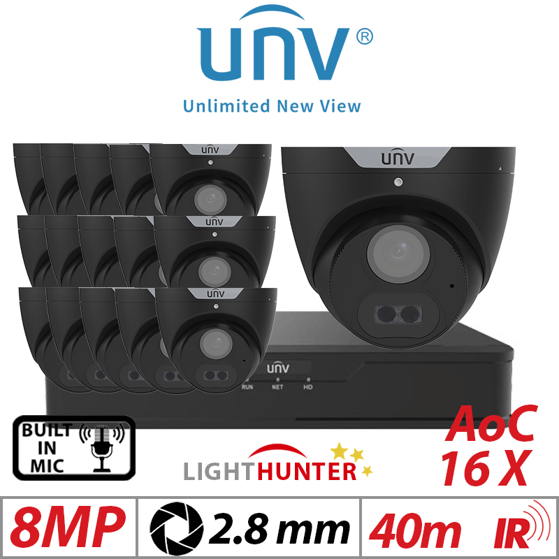 8MP 16CH UNIVIEW – 16X LightHunter Turret Camera 2.8mm Black