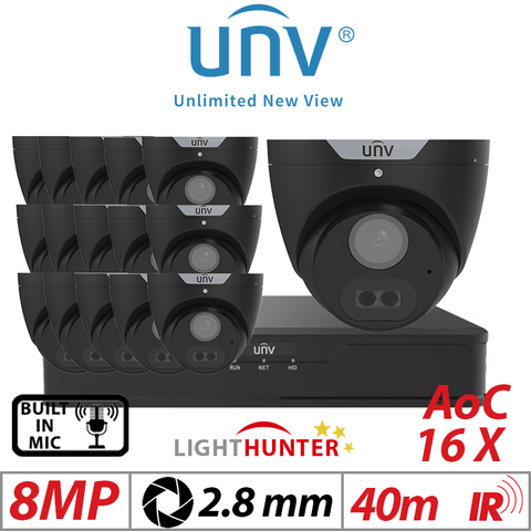 8MP 16CH UNIVIEW – 16X LightHunter Turret Camera 2.8mm Black