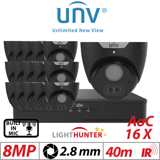 8MP 16CH Uniview 16x LightHunter Turret Analog 2.8mm Black