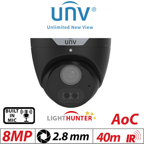 Uniview 8MP Turret Cam – Lighthunter, Fixed 2.8mm Black