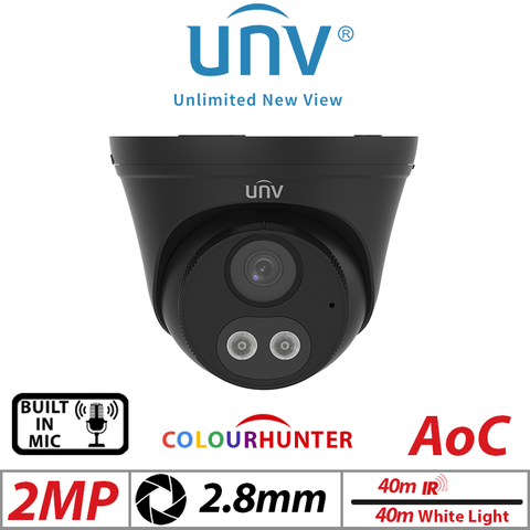 Uniview 2MP Smart Dual Light Turret Cam – 2.8mm Black