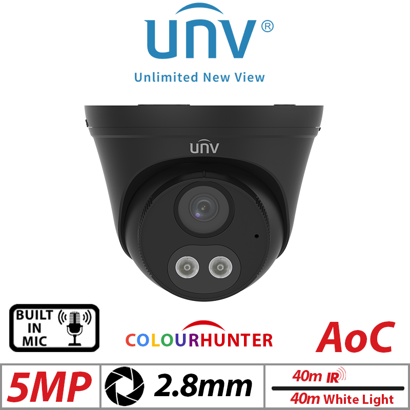 Uniview 5MP Smart Dual Light Turret Cam – 2.8mm Black