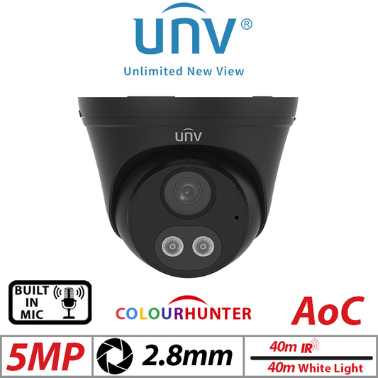 Uniview 5MP Smart Dual Light Turret Cam – 2.8mm Black