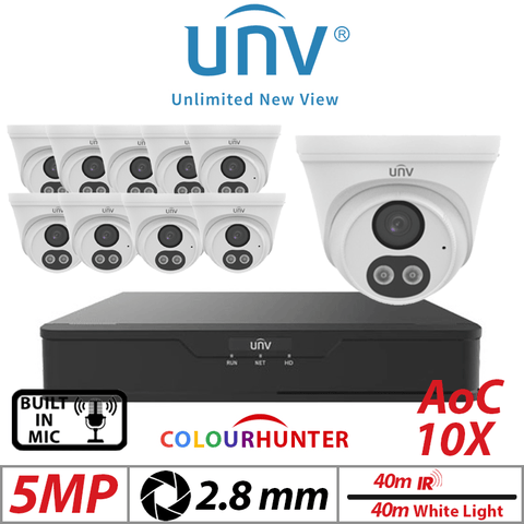 5MP 16CH Uniview 10x Smart Dual-Light Turret Analog 2.8mm