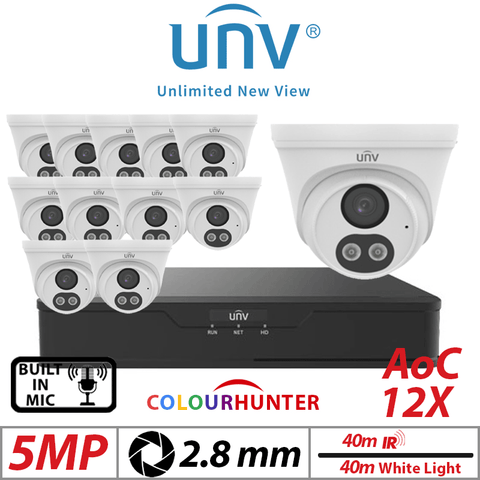 5MP 16CH Uniview 12x Smart Dual-Light Turret Analog 2.8mm